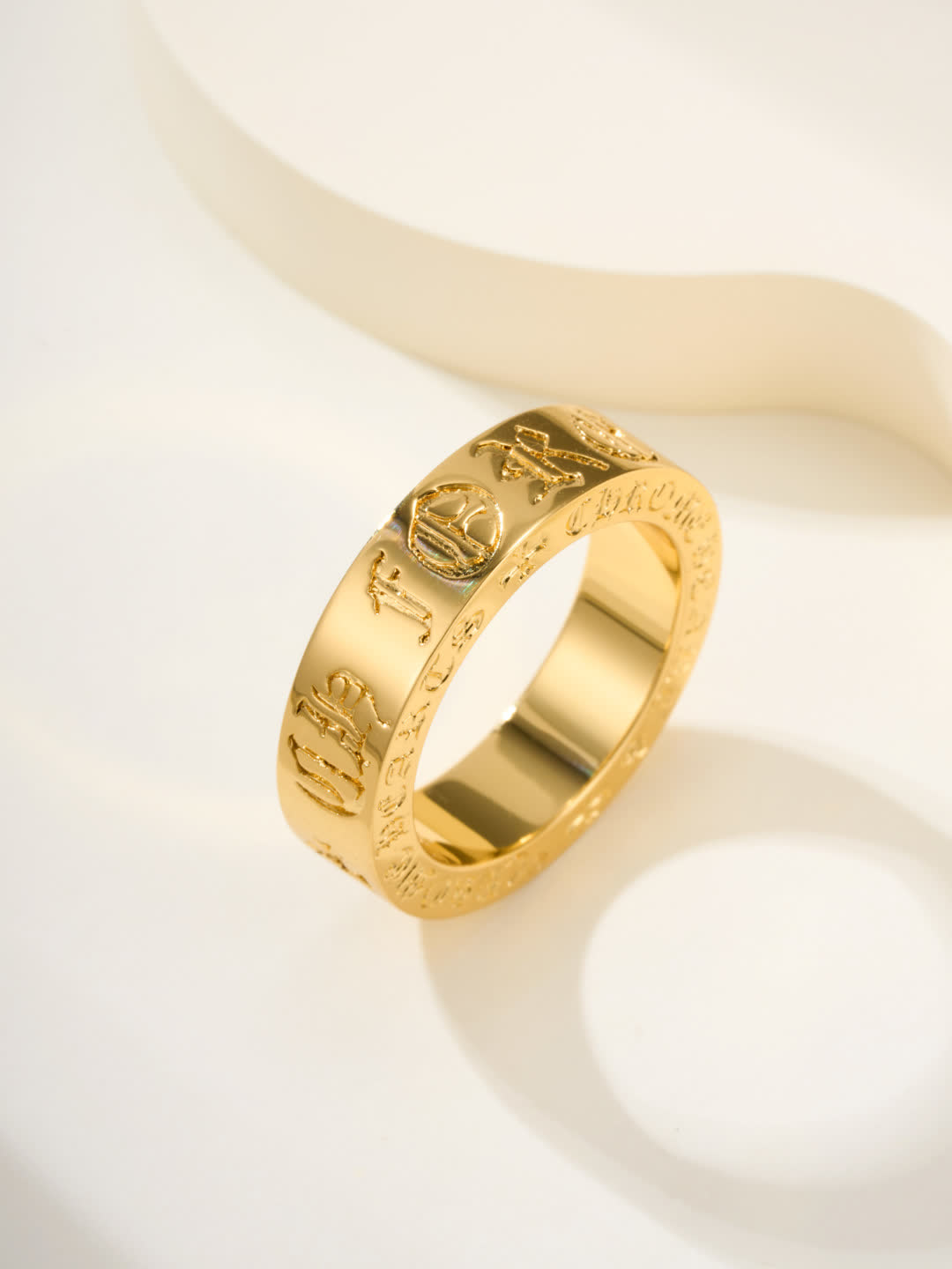 Chrome Hearts Gold Ring with Engraved Design
